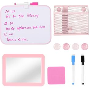 abcGoodefg Pink Locker Shelf with Locker Mirror and Whiteboard Magnetic Pencil Holder, Work Lock Organizer, Back to School Essentials Locker Decorations Accessories Kit for Girls