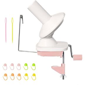IVWNNN Yarn Winder Hand Operated Yarn Spinner Pink Ball Winder for Crocheting and Knitting with Marking Button, Suture Needle