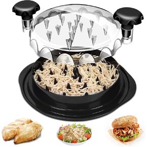 Chicken Shredder Large Chicken Breast Shredder Tool Twist with Brush&Fork, Visible Meat Shredder Machine, Strong Anti-Slip Strip, Ergonomic Handle, BPA Free, Suitable for Pork Beef Chicken