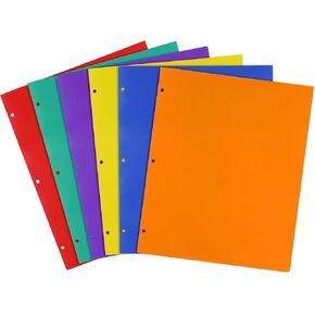 Feosky Folders with Pockets, Plastic 2 Pocket Folders, 2 Pockets Folder and 3 Hole for School, Home, and Office, 10 Assorted Colors