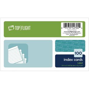 Top Flight Index Cards, Ruled, 3 x 5 Inches, White, 100 Cards per Pack (4630730)