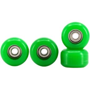 Teak Tuning CNC Polyurethane Fingerboard Bearing Wheels, Green - Set of 4 Wheels - Durable Material with a Hard Durometer
