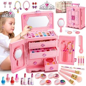 66Pcs Kids Makeup Kit for Girl - Washable Play Makeup Toys Set for Dress Up - Pretend Beauty Make Up Vanity Set Toys for Age 3 4 5 6 7 8 9 10 11 12 Year Old Girls Toddler Kid Christmas Birthday Gifts