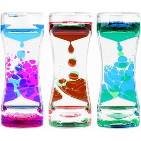 Oneshow Liquid Motion Bubbler Timer Oil Hourglass Water Timers Fidget Toy for Classroom Sensory Toys for Kids Activity Calm Relaxing Desk Decor Stress Relief Toys for Adults Gifts 3 Pack