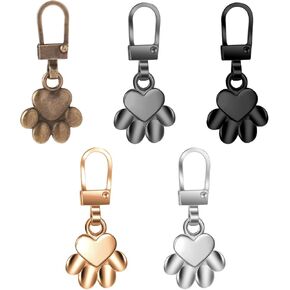 5 Pcs Zipper Pulls Dog Paw Zipper Charms Zipper Pull Replacement Dog Footprint Keychain Zipper Tab Replacement Zipper Pull Charms for Jewellery Making Purse Craftings