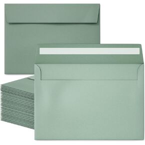50 Packs 5x7 Envelopes, Sage Green 5x7 Envelopes for Invitations, Wedding, Postcards, Greeting Cards, Mailing