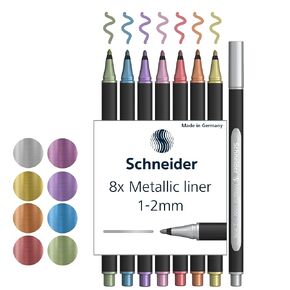 Schneider Paint-It 020 Metallic Liner 1-2mm Assorted, Wallet 8 pieces
