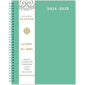Monthly Planner 2025 - JAN 2025 - DEC 2025, Monthly Planner 2025, 8.5" x 11", Monthly Planner with Tabs, Pocket, Label, Contacts and Passwords, Twin-Wire Binding, 3 Pack - Teal by Artfan