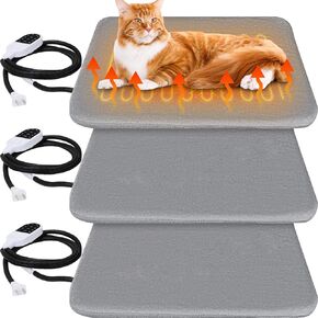 3 Sets Pet Heating Pad for Dogs Cats 19 x 17 Animal Heating Pads Cat Warming Pad with 10 Adjustable Temperature Thermal Washable Cover Waterproof Indoor Outdoor Pads Timer Resistant Chew for Puppy
