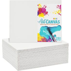 28 Pack White Canvas Boards and Panels for Painting, Art Supplies (8 x 10 in)