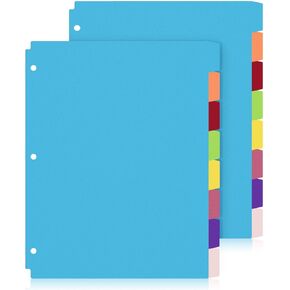 48PCS/6 Set Binder Dividers with Tabs, 8-Tab Dividers for 3 Ring Binder, 3-Hole Punched Letter Size Plastic 3 Ring Binder Dividers for School Office Home Document Organizer, Multicolor