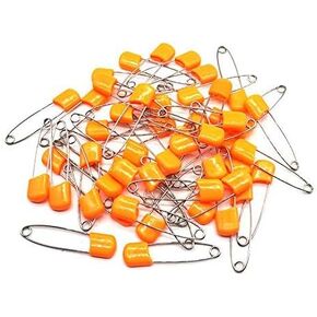 Cute Safety Pins Secure Clips for Fastening Baby Clothes Diaper Napkins Stainless Steel Size L 5.3CM 50PCS Orange
