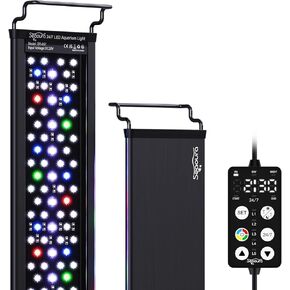 Plant Growth Aquarium Light, 24/7 Custom Timer, Power-Off Memory, 48-54in Full Spectrum Aquarium Plant Light, 7-Row LED 8 Colors, 20 Adjustable Brightness, Day & Night Cycle for Freshwater