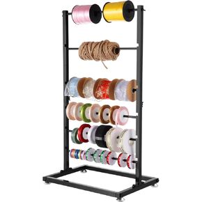 6-Tier Ribbon Holder, Large Capacity Ribbon Storage Rack, Height Adjustable Metal Spool Organizer, Countertop Ribbon Display Shelf Wrapping Paper Holder for Flower Store, Craft Room, Cake Shop