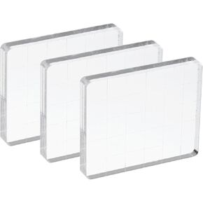PATIKIL Acrylic Stamp Block, 3 Pack Stamping Block Rectangular Shape with Grid Lines Decorative Mounting Blocks Set for Scrapbooking DIY Crafts Card Making, 2.4x2