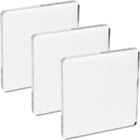 PATIKIL Acrylic Stamp Block, 3 Pack Stamping Block Square Shape with Lines Decorative Mounting Blocks Set for Scrapbooking DIY Crafts Card Making, 3.9x3.9