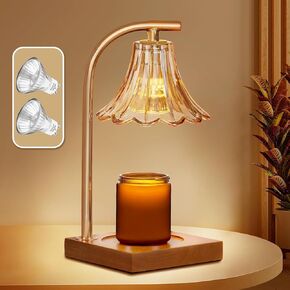 QENLAI Candle Warmer Lamp for Jar Candles, Candle Warming Lamp with 2/4/8h Timer, 7 Level Dimmer & 2 Bulbs, Candle Lamp Top Melting for Scented Wax (Black)