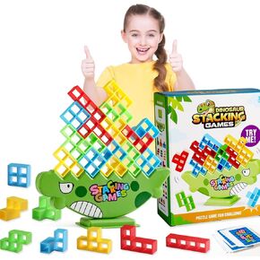 Tetra Tower Game, 64 PCS Board Games Kids and Stacking Blocks - Perfect Family Games for Kids and Adults, Ideal for Team Games, Building Games - Engaging and Exciting