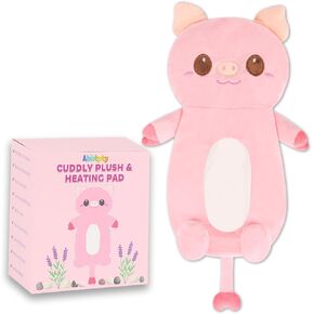Cute Heating Pad Microwavable Stuffed Animals, Pink Pig 1.4lb Removable Heated Animals, Super Soft Cozy Heatable Plush Body Pad for Relief