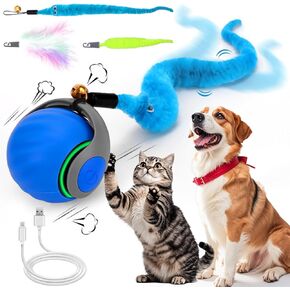 Mity rain Interactive Cat Ball Toy, Self Rolling Ball with Cover Anti-Scratch for Bored Indoor Cat Chasing, Obstacle Avoidance Smart Cat Toys for Enrichment, Motion Activated Toys to Keep Them Busy