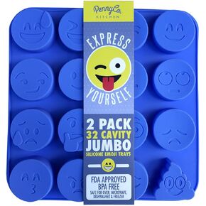 Sized Silicone Emoji Molds - 32 Cavity 2 Pack Set by Kitchen