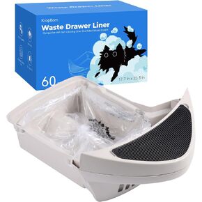 60 Pack Litter Box Robot 3 4 Waste Bags, Self Cleaning Cat Litter Box Robot Waste Liner Bags Replacement, Heavy Duty 9-11 Gallons of Capacity