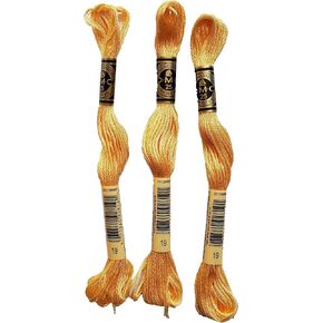 DMC 6-Strand Embroidery Cotton 8.7yd - Medium Light Autumn Gold - 117-19 - Bundle of 3 Skeins