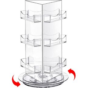 Sticker Display, Rotating Display Stand, Clear Business Card Holder, Acrylic 3 Tier Spinning Display Stand Holds 3.5" Greeting Gift Brochure Postcard for Office Home Desk Vendor Events Booth Supplies
