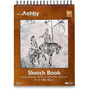 Ashby - 3 Pack (300 Total Pages) - Spiral Bound Sketchbooks - 9"x12" (68 lb/100 GSM) - 100 Pages per Book. Perforated Edge with Easy-Tear Design, Durable Acid-Free - Perfect for Drawing/Sketching
