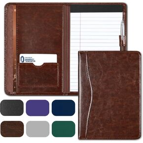 Coupount Mini Padfolio/Junior Portfolio Folder Case, Business A5 Binder Organizer Notepad for Men Women, 5 x 8 Writing Pad Included, Red.