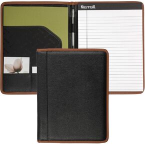 Samsill Professional Padfolio, Hampton Collection, Black/Brown Faux-Leather Business Portfolio, Includes 8.5 x 11 Writing Pad