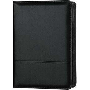 Lcjtop Padfolio Binder A5 Document Organizer with Refillable Lined Notepad, Junior Size Folder Portfolio for Men Women, Black