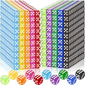 100 Pieces 6 Sided Dice Set 14MM Translucent Colored Bulk Dice Standard Game Dice for Classroom Teaching Board Game Playing and Rolling, 10 Colors