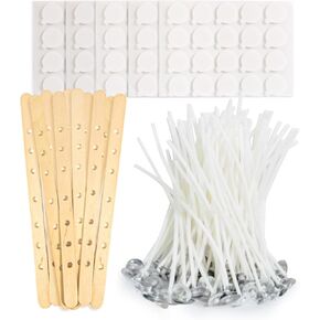 100pcs Candle Wicks Kit Pre-Waxed and Pre-Tabbed Cotton Wicks for Candle Making,Wick Stickers, Wick Centering Device - Great for Soy, Beeswax, and Paraffin Candles