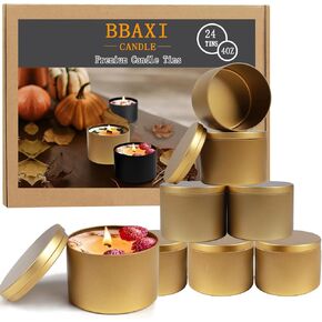 BBAXI 4 oz White Candle Tins 24 Pcs, Black Empty Candle Tin with Lids for DIY Candles Making, Matte Full White Candle Jars for Candle Making