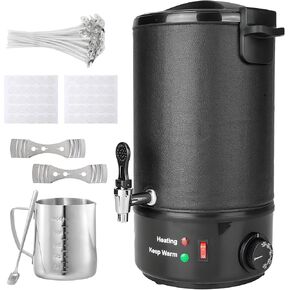 POWLAB Commercial 8L Wax Melter for Candle Making - Electric Candle Maker Machine with Easy Pour Spout, Temperature Control & Quick Melt Design - Ideal for Soap, Soy Wax, Home or Business Use