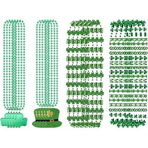 CIEOVO 20 قطعة من إكسسوارات قلادات شامروك لعيد القديس باتريك السعيد، قلادات على شكل قلادة البرسيم الأخضر، كؤوس نبيذ قبعة أيرلندية، قلادات خرز خضراء، زينة عيد القديس باتريك لإكسسوارات الحفلات in Kuwait