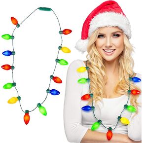 KANGAROO Deluxe Christmas Lights Necklace, Light-Up Ugly Sweater Party Favor