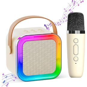 Mini Karaoke Machine for Kids Adults,Portable Bluetooth Speaker, 2 Wireless Microphones with Fun Voice Changing Function-Toys for 5 6 7 8 9 10 Year Old Girl Boys Birthday Gifts Ideas