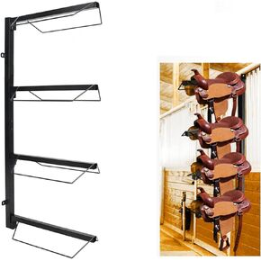 Saddle Rack,4 Tier Saddle Rack Wall Mounted English and Western Saddle Racks for Horse Tack Room Stable Barn and Farm