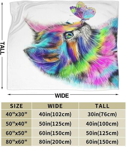 Cat Blanket Cat Gifts for ​cat Lover Girls Women Cute Kitten Throw Blanket Cozy Fleece Cat Butterfly Blanket for Kids Adults 60"X80" in Saudi Arabia