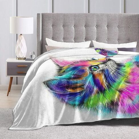 Cat Blanket Cat Gifts for ​cat Lover Girls Women Cute Kitten Throw Blanket Cozy Fleece Cat Butterfly Blanket for Kids Adults 60"X80" in Saudi Arabia