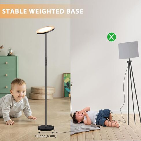 Floor Lamp, Upgraded 36W 3600LM Super Bright Torchiere LED Floor Lamps for Living Room, Stepless Dimmable Color Temperature 2700K-6500K with Remote & Touch Control, Standing Light for Bedroom Office in Kuwait