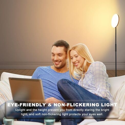 Floor Lamp, Upgraded 36W 3600LM Super Bright Torchiere LED Floor Lamps for Living Room, Stepless Dimmable Color Temperature 2700K-6500K with Remote & Touch Control, Standing Light for Bedroom Office in Kuwait
