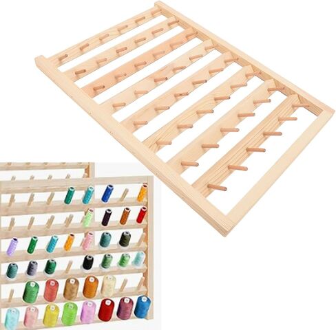 Thread Holder 48 Spools Thread Rack Wall Mounted Wooden Thread Holder, DIY Embroidery Spool Thread Organizer for Household Sewing, 13.4 x 16.1in Thread Rack with Hanging Hook in Saudi Arabia