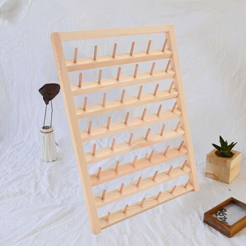 Thread Holder 48 Spools Thread Rack Wall Mounted Wooden Thread Holder, DIY Embroidery Spool Thread Organizer for Household Sewing, 13.4 x 16.1in Thread Rack with Hanging Hook in Saudi Arabia