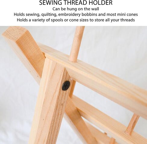 Thread Holder 48 Spools Thread Rack Wall Mounted Wooden Thread Holder, DIY Embroidery Spool Thread Organizer for Household Sewing, 13.4 x 16.1in Thread Rack with Hanging Hook in Saudi Arabia