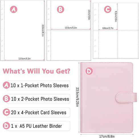 Antner A5 6 Ring Kpop Photocard Binder Card Collector with 40 Pack 1-Pocket 2-Pocket 4-Pocket Card Pages Photocard Holder Photo Album Sleeve Protectors for Organizing Trading Cards, Matcha Green in Saudi Arabia