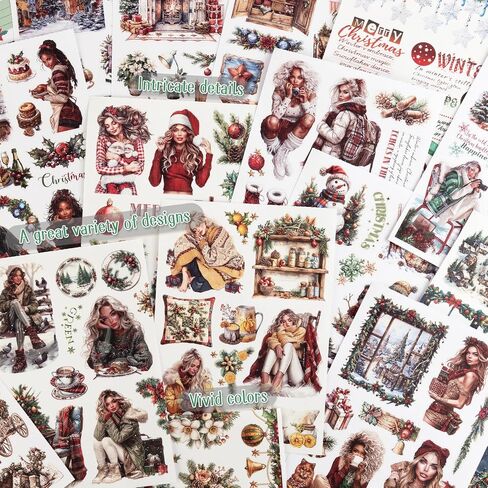 Dizdkizd Cute Christmas Sticker Book, 218 Die Cut Winter Festival Stickers for Card Making, Scrapbooking, Bullet Journal, Envelope, Photo Album, Gift Tag in Kuwait
