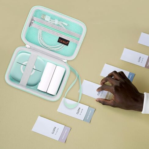 Canboc Carrying Case for Cabaro/Suave/Lebt/cudinham/HUIJUTCHEN/Anycash Mini Printer Sticker Thermal Printer, T02 Portable Sticker Maker Box for Thermal Paper, USB Cable, Green (Case Only) in Kuwait